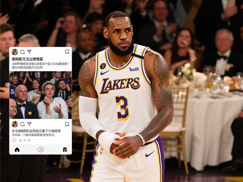 遗憾缺席!詹姆斯因伤无缘晚宴:情况不容乐观 遗憾缺席!詹姆斯因伤无缘晚宴:情况不容乐观